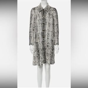 Vintage ST. JOHN animal-print knee length coat dress Grey Cream Black